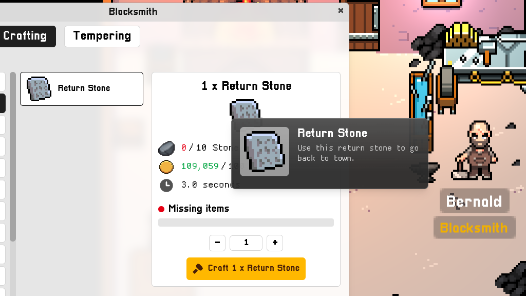 This is the crafting recipe for return stones.