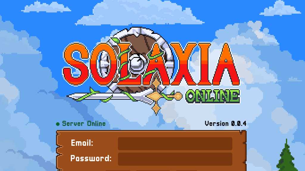 The login screen of Solaxia Online.