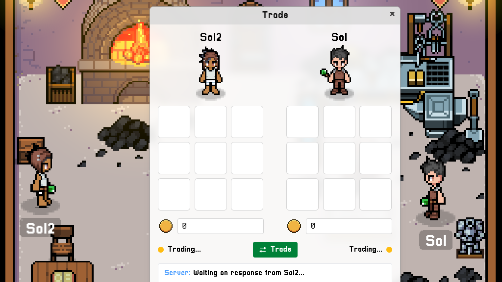 Trading items with another player.